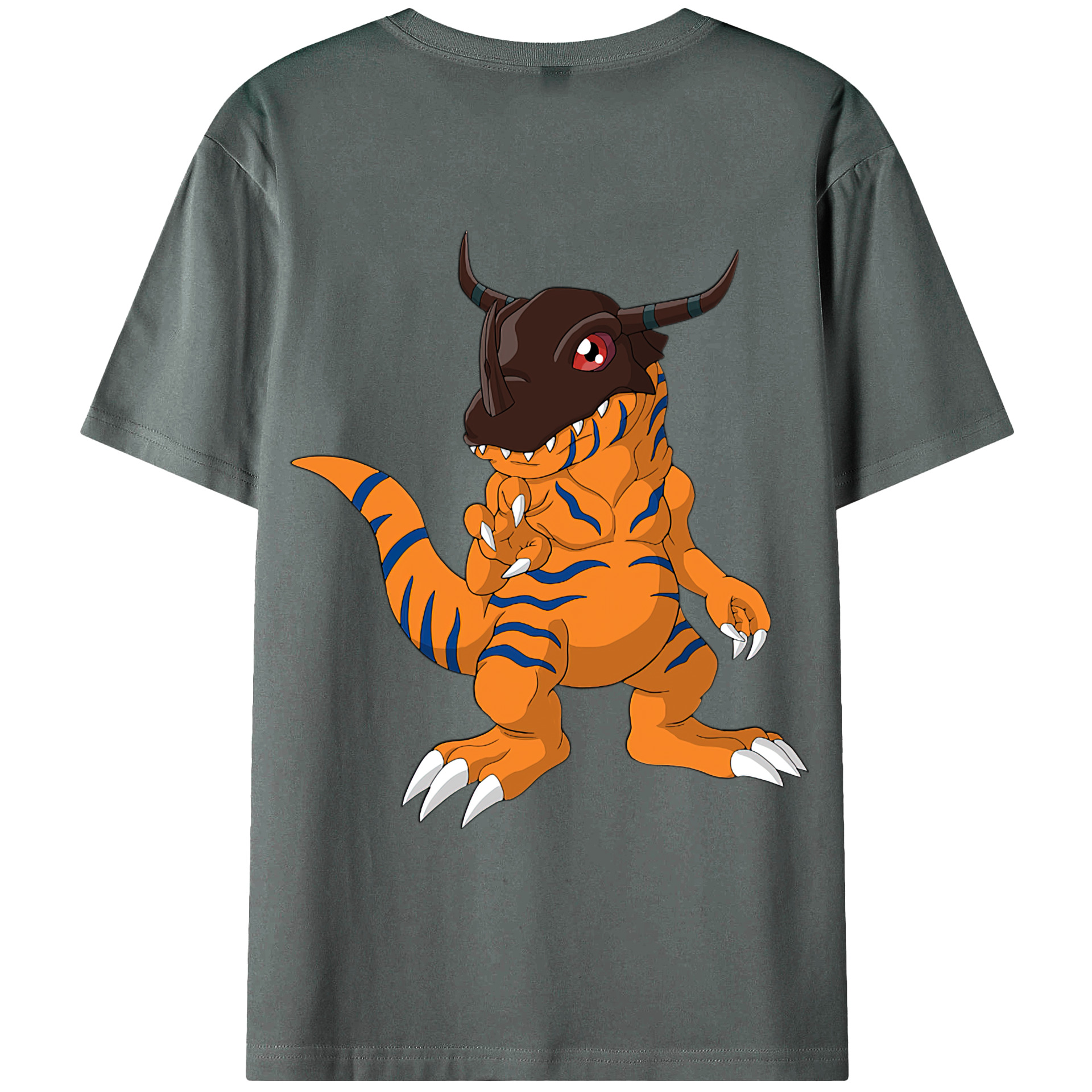 （画像用） Digimon デジタルモンスター/デジモン 綿100％ メンズ半袖Tシャツ（バックプリント） 通気性